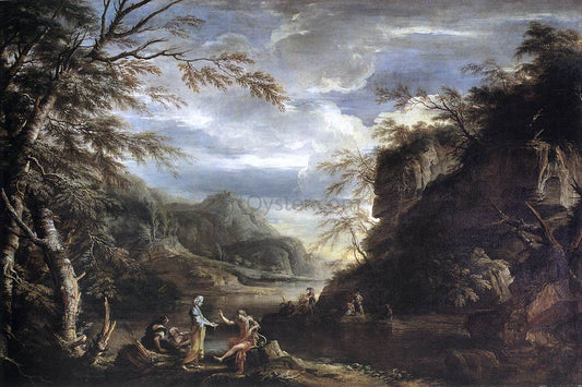  Salvator Rosa River Landscape with Apollo and the Cumean Sibyl - Canvas Print