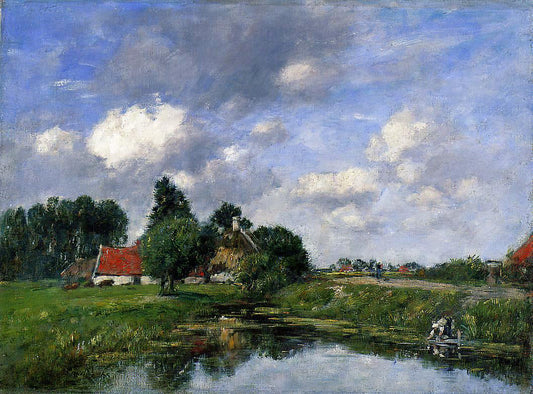  Eugene-Louis Boudin River near Dunkirk - Canvas Print