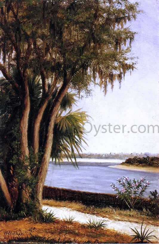  William Aiken Walker River, Tree, City on Horizon - Canvas Print