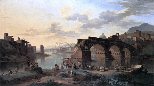  Jacob De Heusch River View with the Ponte Rotto - Canvas Print