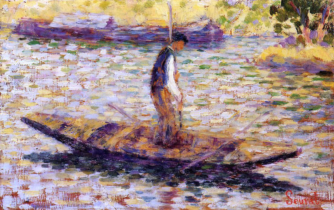  Georges Seurat Riverman (also known as Fisherman) - Canvas Print