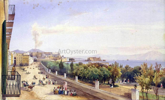  Giacinto Gigante Riviera di Chiaia in Naples - Canvas Print