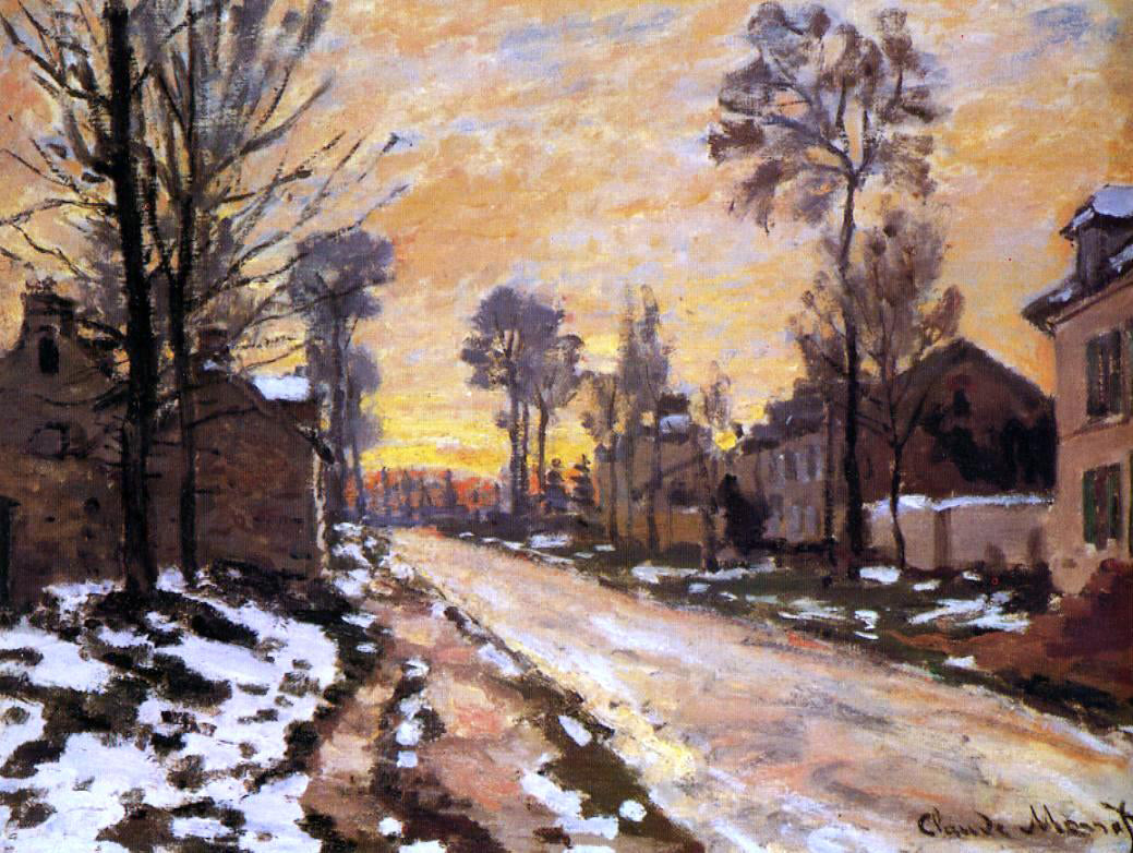  Claude Oscar Monet Road at Louveciennes, Melting Snow, Sunset - Canvas Print