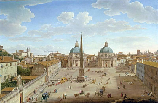  Hendrik Frans Van Lint Roma: Piazza del Popolo - Canvas Print