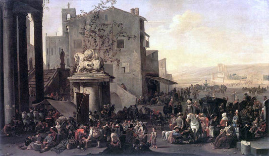  Johannes Lingelbach Roman Market Scene - Canvas Print