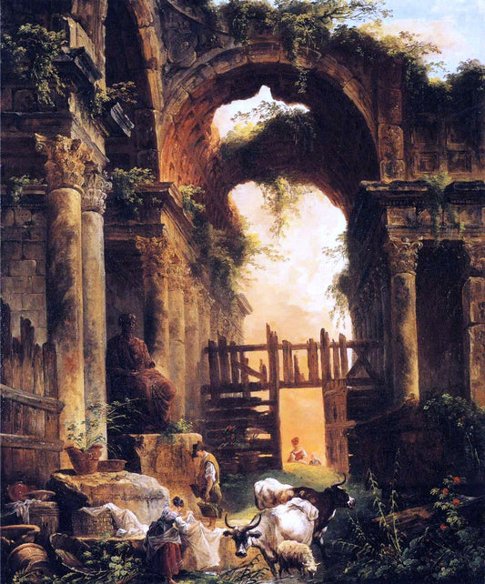  Hubert Robert A Roman Ruin - Canvas Print