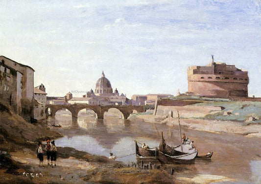  Jean-Baptiste-Camille Corot Rome - Castle Sant'Angelo - Canvas Print