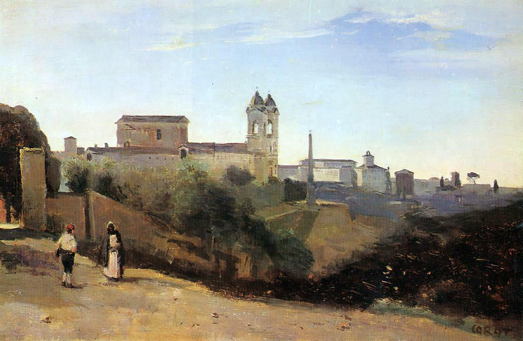  Jean-Baptiste-Camille Corot Rome, Monte Pinco, the Trinita dei Monte, View from the Garden of the Academie de France - Canvas Print