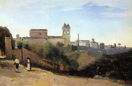  Jean-Baptiste-Camille Corot Rome, Monte Pinco, the Trinita dei Monte, View from the Garden of the Academie de France - Canvas Print