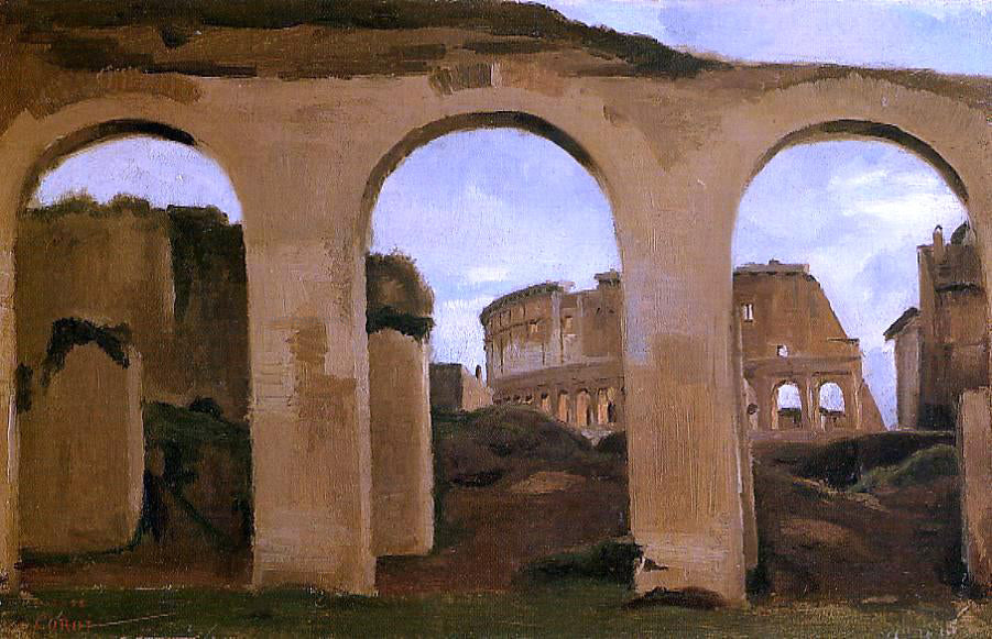  Jean-Baptiste-Camille Corot Rome - The Coliseum Seen through Arches of the Basilica of Constantine - Canvas Print