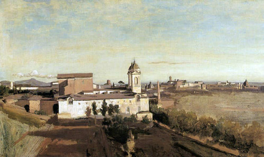  Jean-Baptiste-Camille Corot Rome, the Trinita dei Monti - View from the Villa Medici - Canvas Print