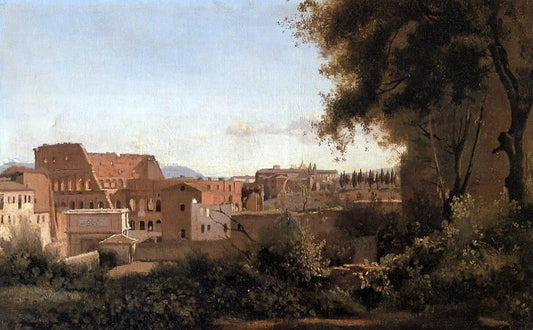  Jean-Baptiste-Camille Corot Rome - View from the Farnese Gardens, Noon (also known as Study of the Coliseum) - Canvas Print