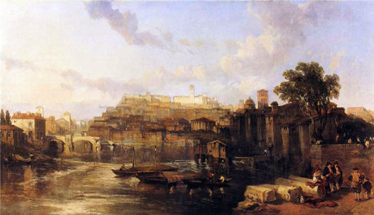  David Roberts Rome, View on the Tiber Looking Towards Mounts Palatine and Aventine - Canvas Print