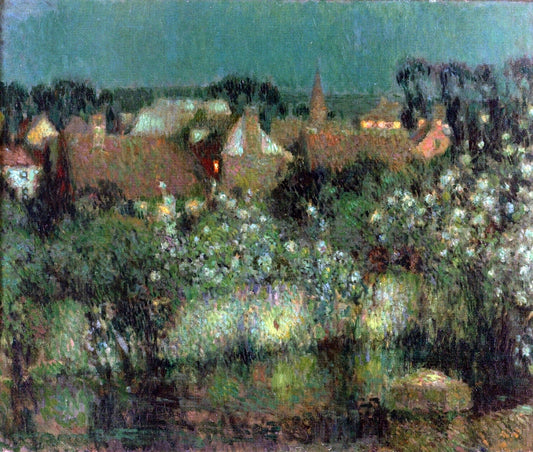  Henri Le Sidaner Rooftops in Moonlight - Canvas Print