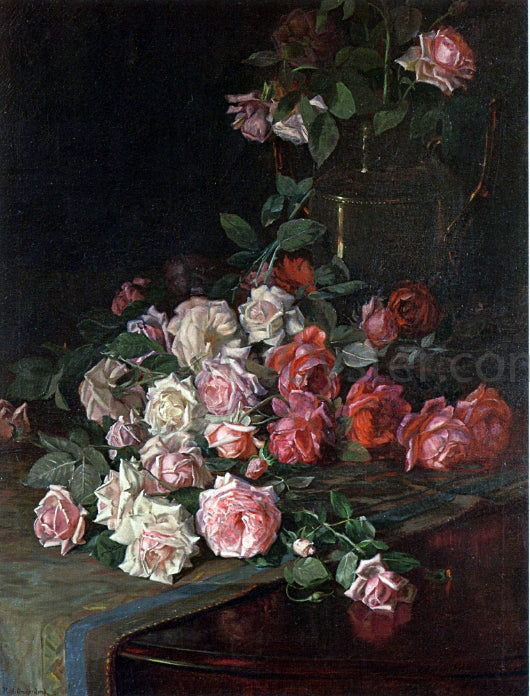  Robert Jenkins Onderdonk Roses and Mahogany - Canvas Print