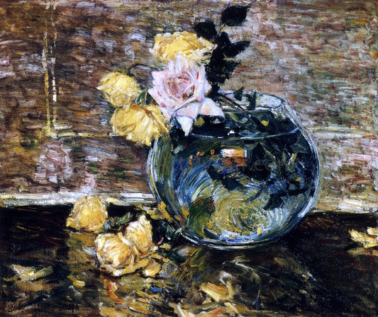  Frederick Childe Hassam Roses in a Vase - Canvas Print