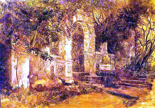  Karl Pavlovich Brulloff Ruins in Park - Canvas Print