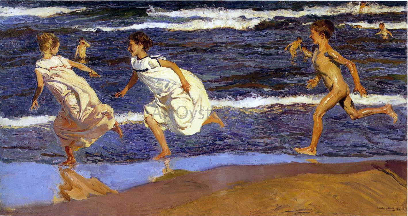  Joaquin Sorolla Y Bastida Running along the beach - Canvas Print