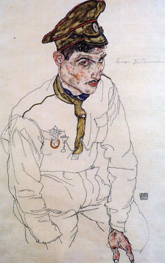  Egon Schiele Russian Prisoner of War (also known as Grigori Kladjishuli) - Canvas Print