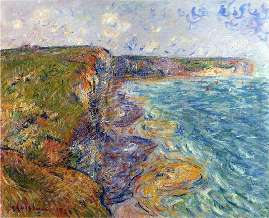  Gustave Loiseau Sailboats near the Cliffs at Yport - Canvas Print