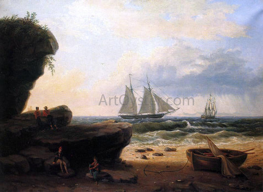  Thomas Birch Sailing along the Shore - Canvas Print