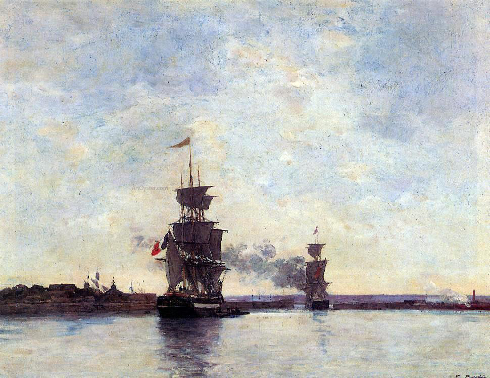  Eugene-Louis Boudin Sailing Ships Entering Port - Canvas Print