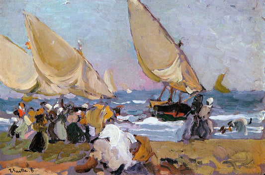  Joaquin Sorolla Y Bastida Sailing Vessels on a Breezy Day, Valencia - Canvas Print