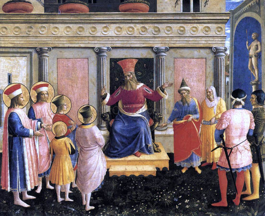 Fra Angelico Saint Cosmas and Saint Damian before Lisius (San Marco Altarpiece) - Canvas Print
