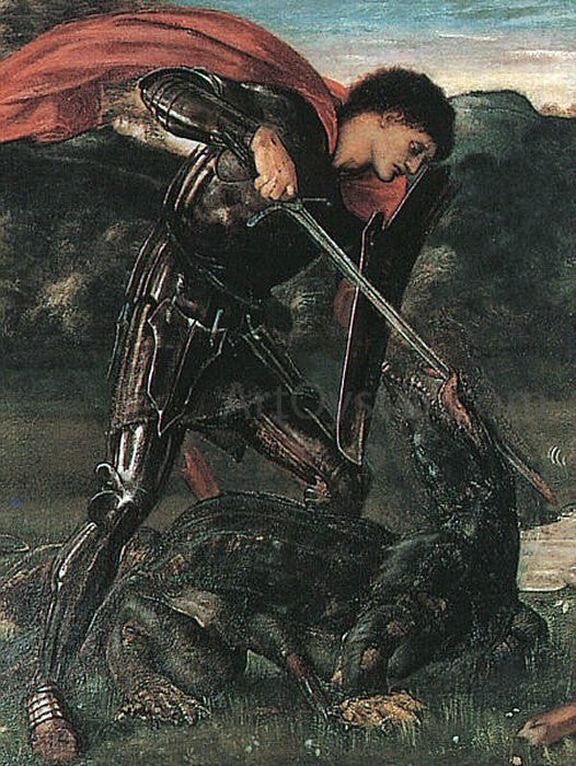  Sir Edward Burne-Jones Saint George and the Dragon - Canvas Print