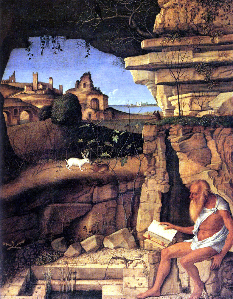  Giovanni Bellini Saint Jerome Reading - Canvas Print