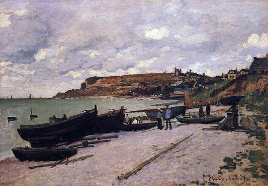  Claude Oscar Monet Sainte-Adresse, Fishing Boats on the Shore - Canvas Print