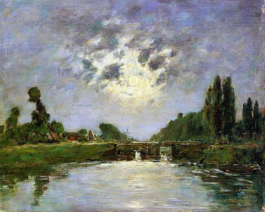  Eugene-Louis Boudin Saint-Valery-sur-Somme, the Bridge on the Lock - Canvas Print
