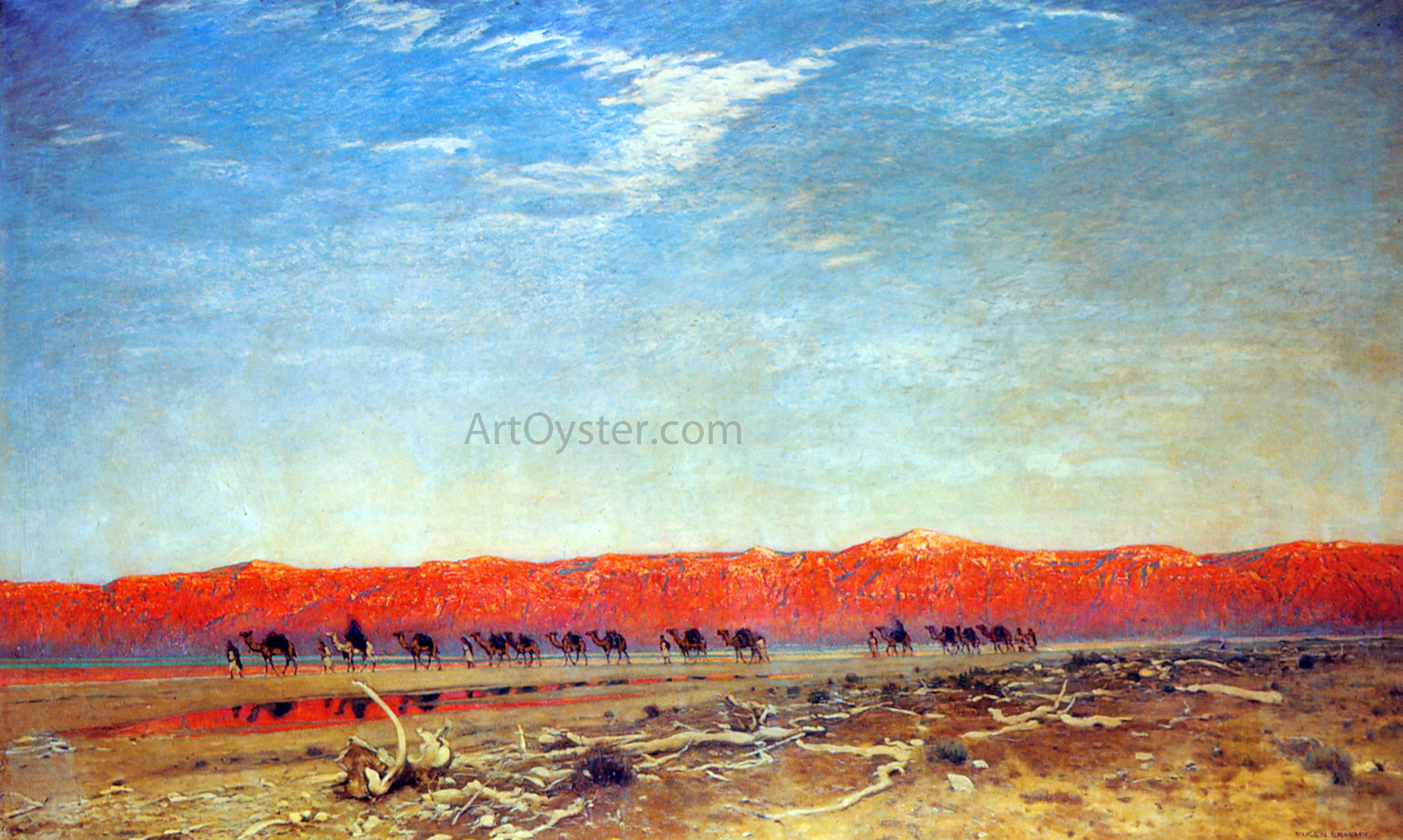 Eugen Prosper Bracht Salzkarawane am Toten Meer Canvas Print – Art MegaMart
