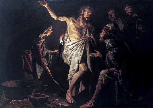  Matthias Stom Saul and the Witch of Endor - Canvas Print