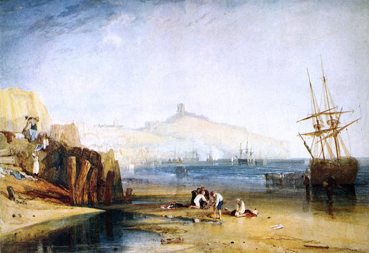  Joseph William Turner Scarborough Town and Castle: Morning: Boys Catching Crabs - Canvas Print