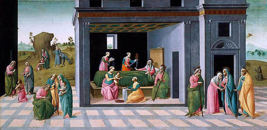  Bartolomeo Di Giovanni Scenes from the Life of St John the Baptist - Canvas Print