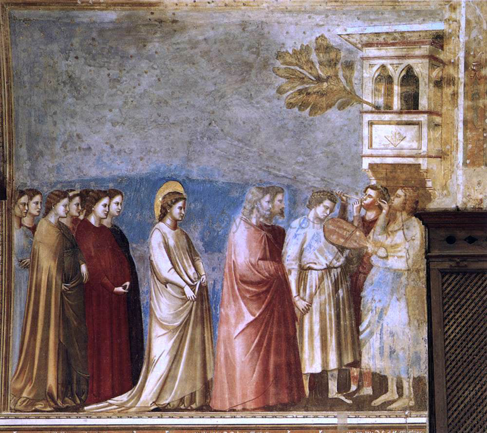  Giotto Di Bondone Scenes from the Life of the Virgin: 6. Wedding Procession (Cappella Scrovegni (Arena Chapel), Padua) - Canvas Print