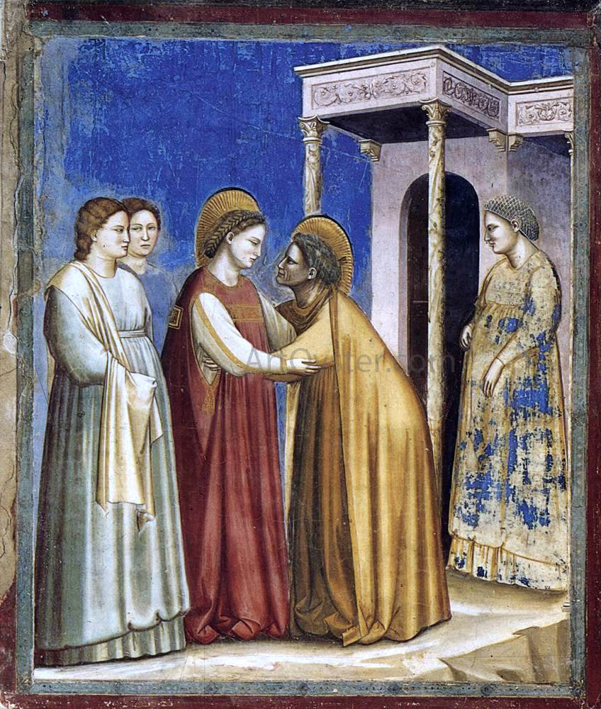  Giotto Di Bondone Scenes from the Life of the Virgin: 7. Visitation (Cappella Scrovegni (Arena Chapel), Padua) - Canvas Print