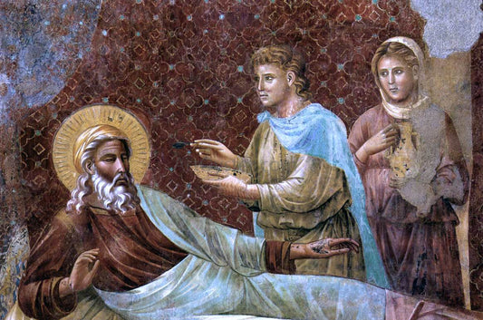  Master of the Isaac Stories Scenes from the Old Testament: Isaac Rejecting Esau (detail) - Canvas Print