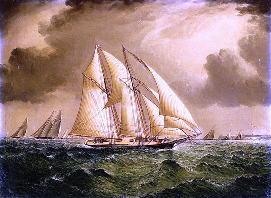  James E Buttersworth Schooners Racing off Sandy Hook - Canvas Print