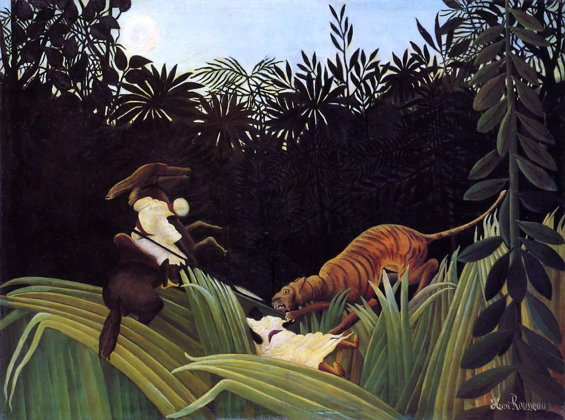  Henri Rousseau Scout Attacked by a Tiger - Canvas Print