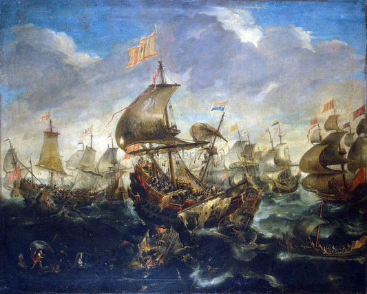  Andries Van Eertvelt A Sea Battle - Canvas Print