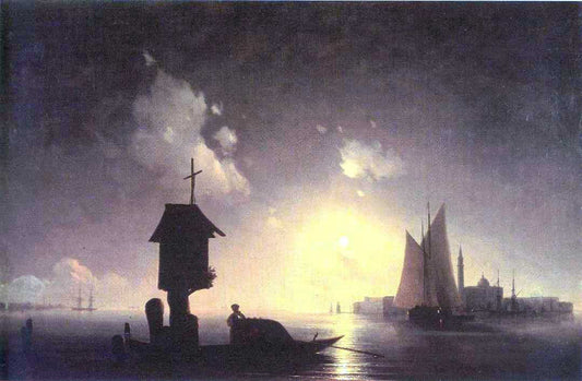  Ivan Constantinovich Aivazovsky Sea View with chapel - Canvas Print