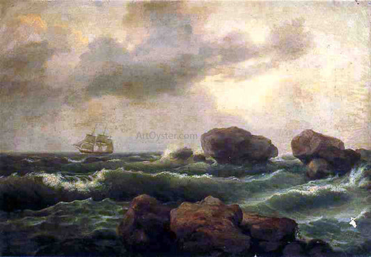  Thomas Birch Seascape at Sunset - Canvas Print