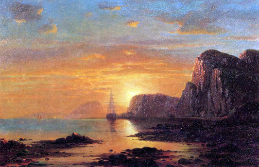  William Bradford Seascape: Cliffs at Sunset - Canvas Print