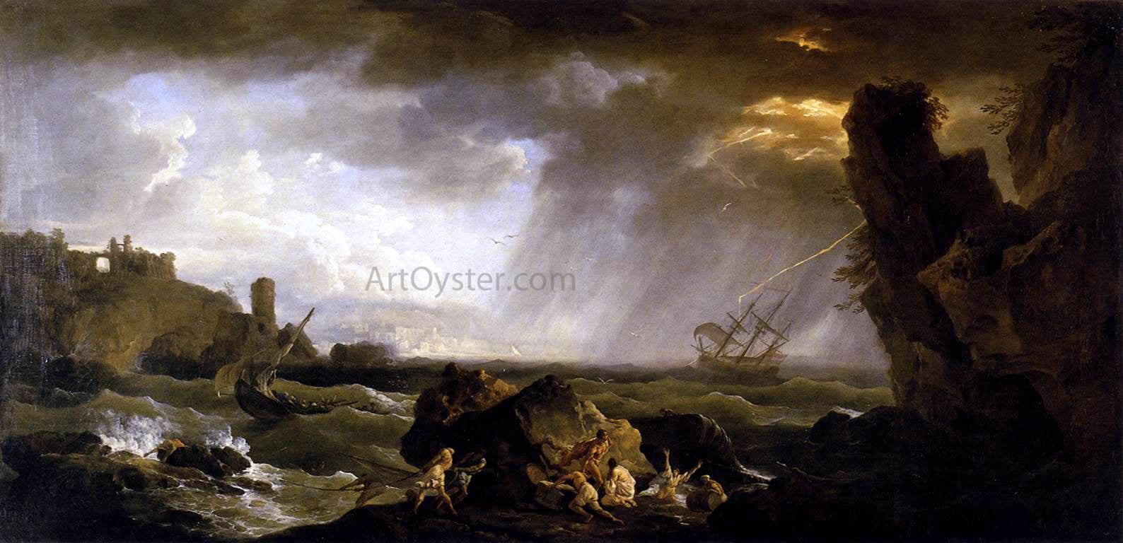  Claude-Joseph Vernet Seascape: Tempest - Canvas Print