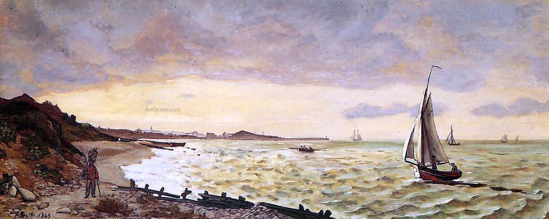  Jean Frederic Bazille Seascape: The Beach at Sainte-Adresse - Canvas Print