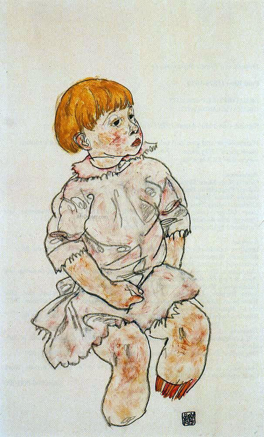  Egon Schiele Seated Child: Anton Peschka, Jr - Canvas Print