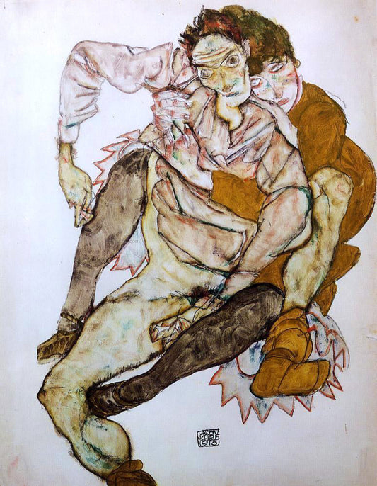  Egon Schiele Seated Couple (also known as Egon and Edith Schiele) - Canvas Print