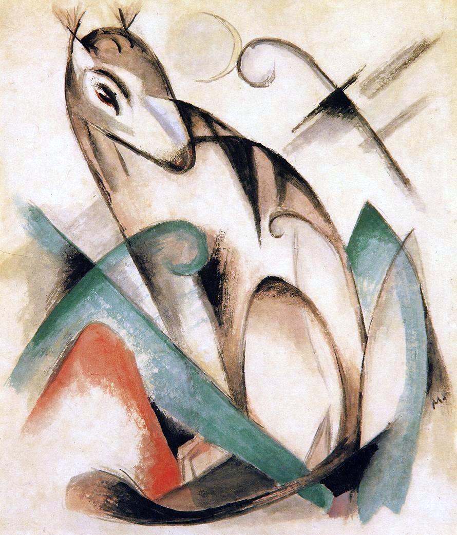  Franz Marc Seated Mythical Animal - Canvas Print